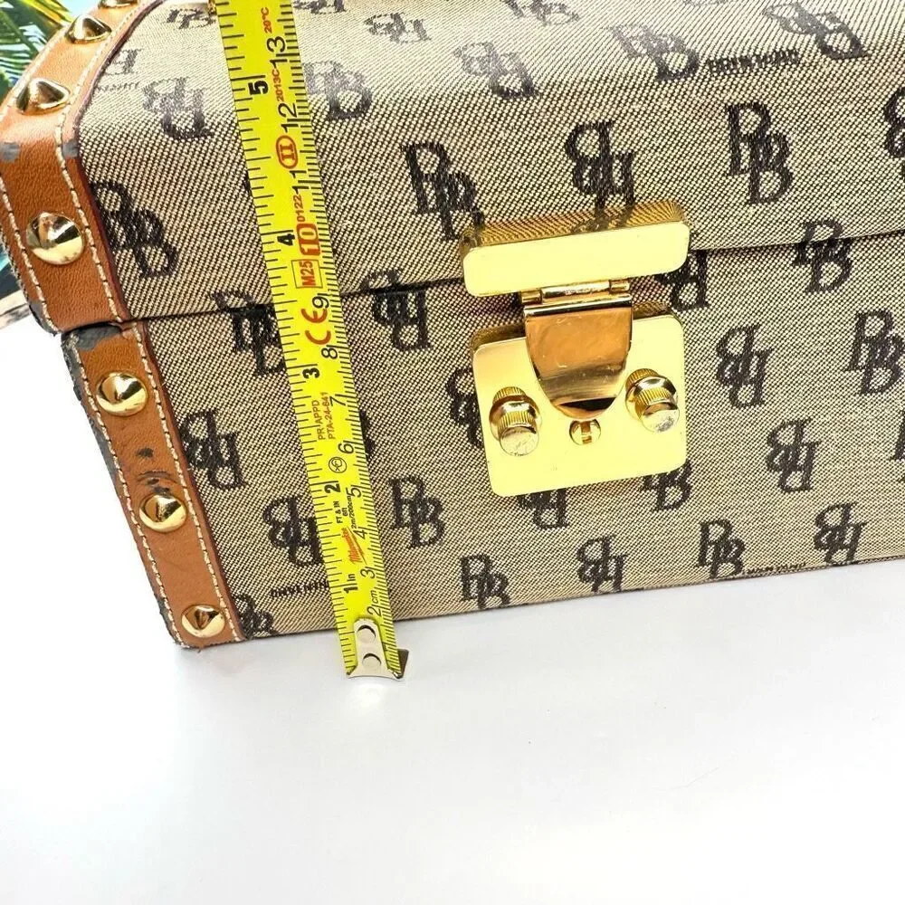 Vintage B. Brentano BB Monogram Vanity/Box Case, Made in Italy, Gold-Tone Lock